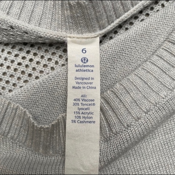 LULULEMON Grey Mesh Back Long Sleeve Crew Knit Top - Picture 5 of 5